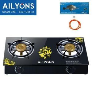 AILYONS Quality Gas Cooker With A Glass Top-two Burners With FREE 1M PIPE And 6KG Gas Regulator(1YR WRTY)