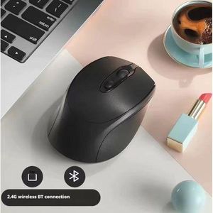 Wireless Bluetooth + 2.4G Dual-mode Rechargeable Silent Button Mouse for Computers - Black