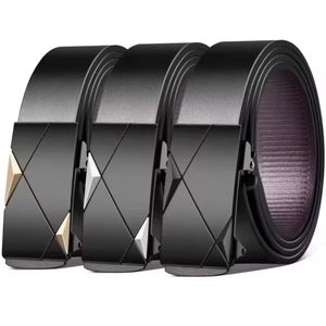 Men’s Black Leather Belt – Automatic Buckle for Official & Business Wear - 3PACK Belts