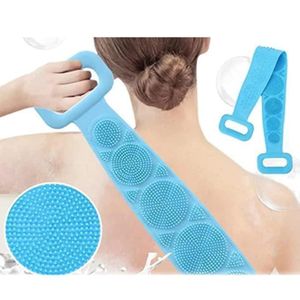 Silicone Back Scrubber Bath Belt – Double-Sided Exfoliating Body Scrub Strap with Massage Brush for Shower & Bath