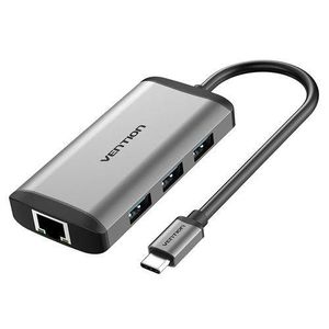 Vention USB-C MULTI-FUNCTIONAL 6 in 1 DOCKING STATION Type C to HDMI/USB3.0 (3 PORTS)/RJ45/PD(87W) Converter 0.15M Gray (CNCHB)