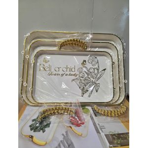 Acrylic  3PCS TRAY BELL WITH GOLD HANDLES 