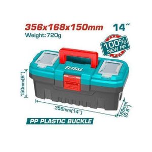 TOTAL 14-inch Plastic Tool Boxes with Handle, Removable Tray Toolbox
