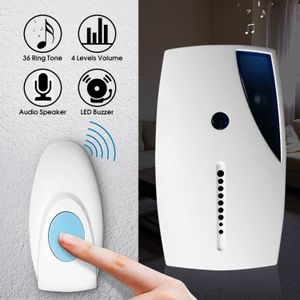 513E Waterproof LED Wireless Doorbell Remote Control Door Bell - White
