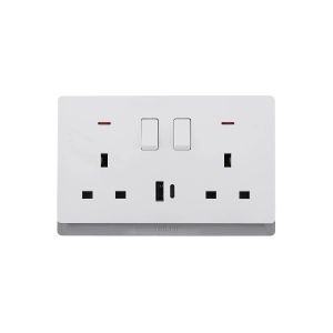 Tronic Double Socket with USB-A & Type-C – Ivory Finish