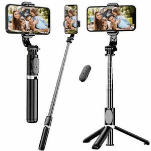 3-in-1 Wireless Bluetooth Selfie Stick Tripod with Detachable Remote Control Extendable Telescopic Foldable Phone Holder Stand for Android & iPhone Live Streaming Video Recording 