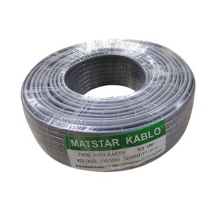 Mat Star  PVC Insulated 3 Cores Live, Neutral, and Earth 1.5MM 90M Metres Twin With Earth Flat Electrical Wiring Cable