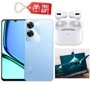 Realme NOTE 60 6.74" 4GB RAM +128 GB ROM 5000 mAh Battery DUAL SIM , Blue  + Airpods  & Magnifier 