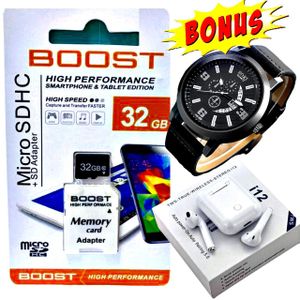 Boost 32 GB Micro SDHC Memory card // Watch // i12 Earbuds