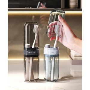 PORTABLE TRAVEL TOOTHBRUSH / TOOTHPASTE HOLDER / GREY COLOR