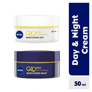 NIVEA Q10 Power Anti-Wrinkle Day Cream 50ml & Night Cream 50ml.