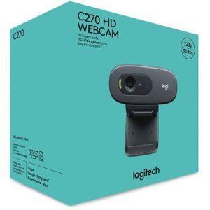 Logitech C270 Original HD Webcam, Light Correction, 720p/30fps high quality web camera