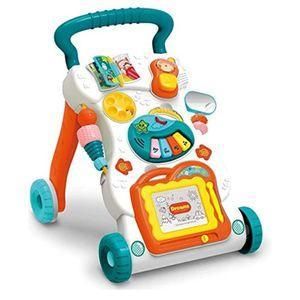 Musical Walker Push & Pull Toys for Toddlers & Kids Baby Activity Walker Toy Comes with Two Patterns Sit and Play Stand and Walk (Multicolor)