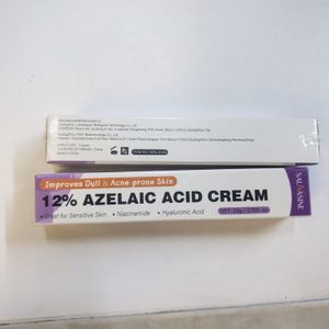Sauvasine Azelaic Acid 12% Facial Cream,Skin Hyaluronic Acid and Niacinamide, For Sensitive Skin, Redness Relief, Fade Dark spots, Improves Dull & Acne prone skin