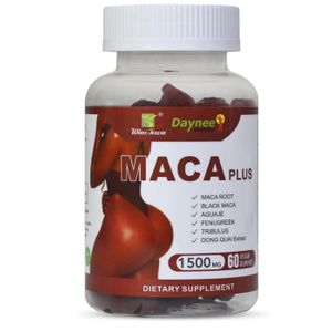 Wins Town Maca Plus Gummies 1500mg – Curves, Energy & Skin Health Support, Black Maca Root & Dong Quai, Mixed Fruit Flavor, Vegan, 60 Count