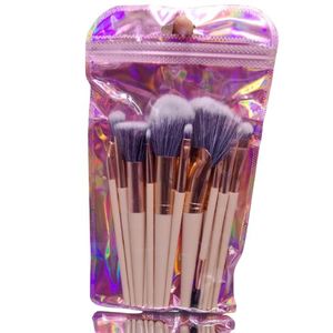 Professional Makeup Brush Set with Holographic Pouch