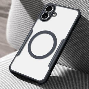 Xundo Magnetic anti yellowing hard clear acrylic case with black  edges for iphone 16