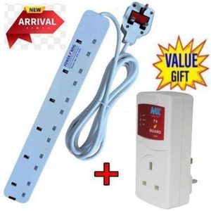 Power King 6 Way Power Extension // Power Extension Socket LONG Cable + Free TV Guard