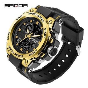 Sanda Men's Watches Sports Outdoor Waterproof Military Watch Date Multi Function Tactics LED Alarm Stopwatch