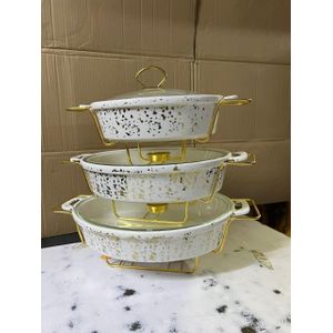 Ceramic 3pcs Chaffing Dishes/ Food Warmers