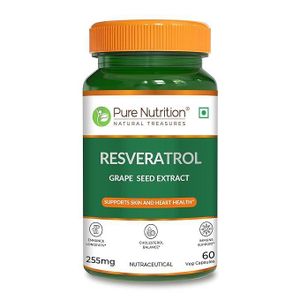 Pure Nutrition Resveratrol with Grape Seed Extract  Antioxidant Support  255mg