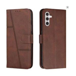 Samsung Galaxy A26 Executive Leather Wallet Flip Cover – Magnetic Stand Shockproof Case (Dark Brown)