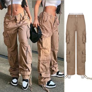 Fashion (Black)Y2K Pockets Cargo Pants For Women Straight Oversize