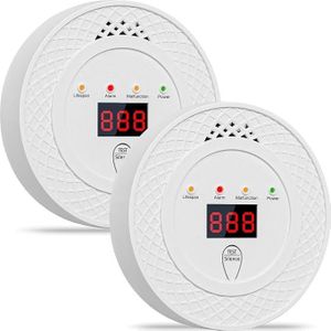 2Packs Carbon Monoxide Detector with LCD Display, CO Alarm Detectors,Battery Operated, Home and Car CO Alarm