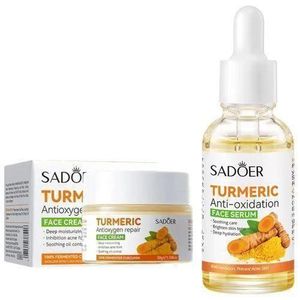 SADOER  2 In 1,Turmeric Cream + Tumeric Serum, The Combination Of Tumeric Cream And Turmeric Serum Guarantees Like Vitamin C, Deep Hydration, Inhibits Acne Formation