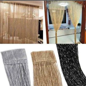 Metallic Glitter String Curtain Panel Fly Screen, Elegant Tassel Fringe Room Divider Door Window Curtain
