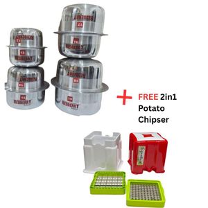 Redberry 8 PCs Aluminium Stainless Steel Cookware Set Durable Sufurias + FREE 2-in-1 Potato Chipser