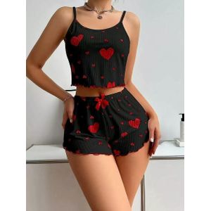 black Lpmadey Womens V Neck Cami Set Ruffle Camisole Lingerie Nightwear Sexy Pajamas Lounge Sets Cute Pajamas Ladies Pajamas Sets