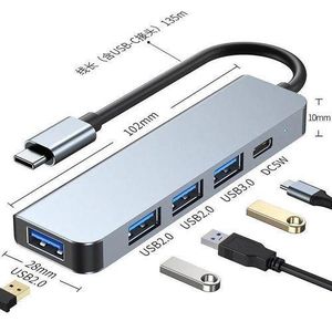 Hub 5 in 1 USB C to USB 3.0 & 2.0 + Power Adapter