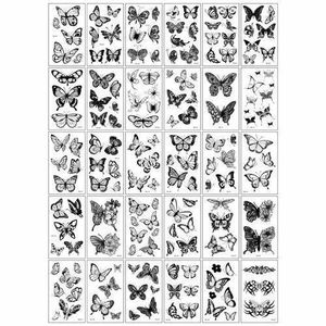 Homarom Temporary Tattoo Body Art Sticker - Black Butterfly 30 Differ Sheets ,Each Sheet Size 5.7x9.7cm
