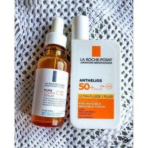 Beauty La-Roche-Posay Pure Vitamin C10 Serum + Anthelios UVMune 400 Invisible Fluid SPF 50+ Duo – Brightening Anti-Aging Serum & Daily Sunscreen Set (30ml + 50ml).