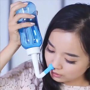 500ml Nasal Rinse Bottle Kit - Automatic Sinus Rinse Neti Pot, Waterproof Nose Wash Cleaner with 60-Degree Tilt Nozzle Design and Push-Button Flow Control for Adults and Kids Alleviating Allergies & Congestion