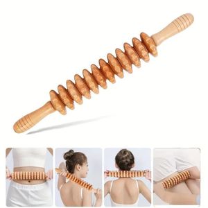 Wooden Massage Roller, Manual Body Massager Stick, Muscle Relief Roller Tool.