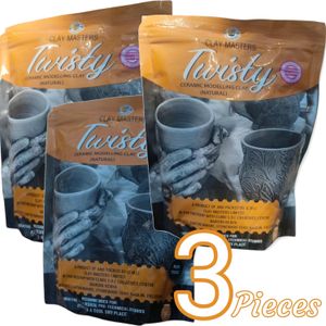 Twisty 3X 1kg Modeling Clay Kids Powdered Natural River & Souced cf