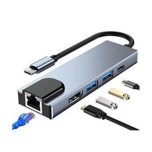 Universal USB C Hub, Type C Hub, 5-in-1 Adapter With Ethernet, 4K USB C To HDMI, VGA, 2 USB3.0, Mic/Audio, USB-C PD 3.0, Compatible For Mac Pro And Other Type C Laptop