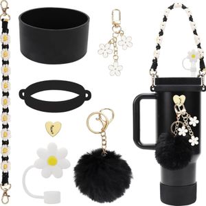 Mug BLACK STANLEY Cup Accessories Kit with Decorative Charm & Straw Cover Set(cup not included)