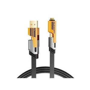 4-in-1 65W Fast Charging Cable – 1.5M Multi-Device USB Data Cord with Type-C, Lightning, Micro USB, and USB-A Connectors, High-Speed Universal Charger.