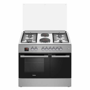 Haier 60cm x 90cm 4 Gas Burners and 2 Rapid Hotplate Free Standing Cooker with Electric Oven and Gas Sensor 