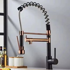 Contemporary Stainless Steel Kitchen Sink Faucet  with Pull Down Sprayer Rose Gold