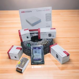 Hikvision 4 1080P Full HD 2MP 1-Year Warranty CCTV Cameras Complete System Kit Package -50M Rg59 Coaxial Cable+500GB Harddisk + 4 Channel DVR Machine