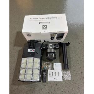 Hikvision Motion Detection Two In One V380 Pro 12MP 4G Sim card PTZ Rotating Triple Lens (Three screens) Outdoor Security Solar Camera Solar street light with Solar Street Light