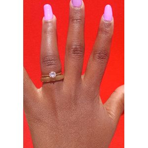 Gold Plated Double wedding ring engagement ring for women with free box