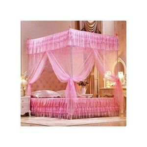 Elegant pink 4 stand metallic mosquito net