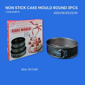 Non-Stick Round Cake Baking Tins Set18,20 & 22 '''3 pcsPieces