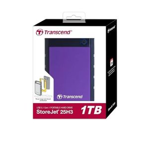 Transcend 1 TB Portable Hard Disk – StoreJet 25 Series, USB 3.0, Shock-Resistant, One-Touch Backup