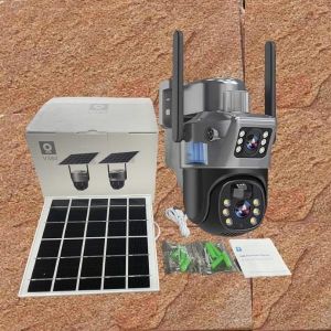AI Auto Tracking Flashing Light Dual Lens Screen 4G Simcard SoLar Camera 